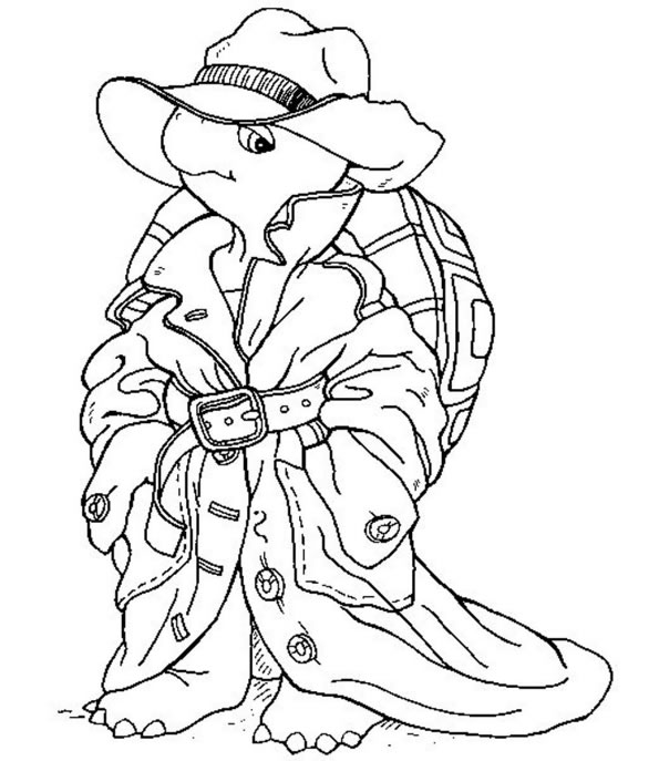 coloriage Franklin avec son impermeable